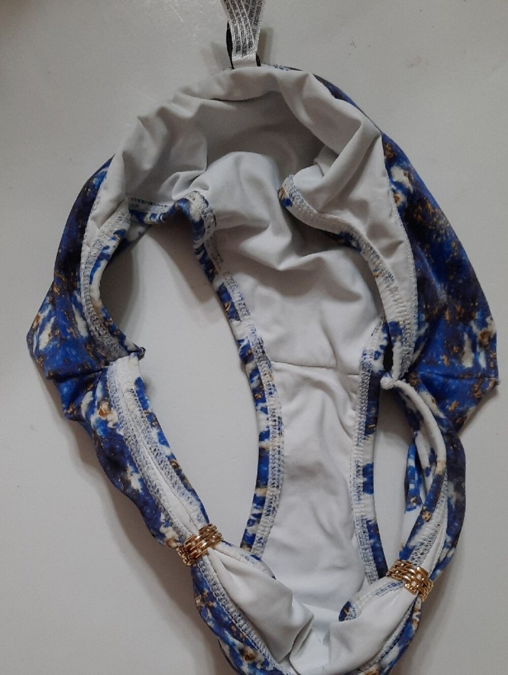 Blue Marble Print Halter Bikini Set - Picture 8 of 10